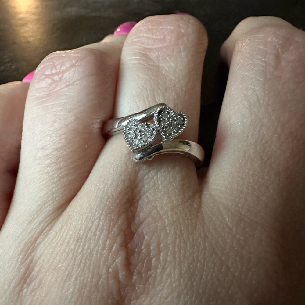 925 sterling silver cubic zirconia heart ring